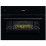 Four combiné micro-ondes AEG NKK8N621B Série 8000 Mealassist Combiquick, hauteur 45 cm, noir