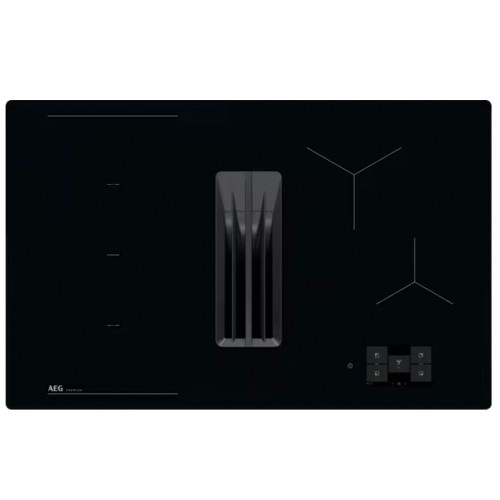 aeg-pe9000b80-serie-9000-sensepro-piano-induzione-con-cappa-integrata-80-cm-nero Plaque de cuisson à induction AEG PE9000B80 Série 9000 Sensepro avec hotte intégrée, 80 cm, noire - Image 1