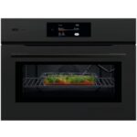 Four à micro-ondes encastrable AEG PK8000WT Série 8000 Mealassist, hauteur 46 cm, noir mat