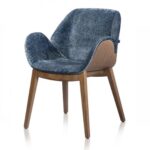 Alma design Lips  Chaise en noyer + tissu bleu
