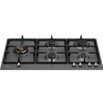 Bertazzoni p905lherne plaque de cuisson à gaz Heritage 90 cm noir mat