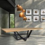 Bogotà table artisanale chêne marron piètement métal gris - Image 2