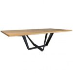 Bogotà table artisanale chêne marron piètement métal gris