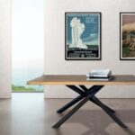 Boston Table à manger bois massif rectangulaire artisanal + pieds métalliques croisés - Image 2