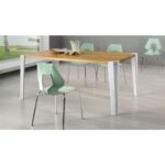 Conarte   Table moderne pieds blancs en bois de chêne massif fabriqués à la main - Image 2