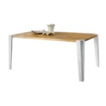 Conarte   Table moderne pieds blancs en bois de chêne massif fabriqués à la main