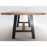 Conarte   Table moderne pieds en fer sauterelle en bois de chêne massif - Image 2