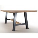 Conarte   Table moderne pieds en fer sauterelle en bois de chêne massif - Image 3