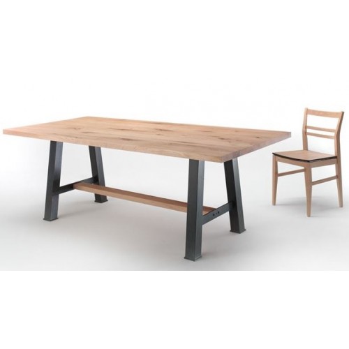 conarte-table-moderne-pieds-en-fer-sauterelle-en-bois-de-chene-massif Conarte Table moderne pieds en fer sauterelle en bois de chêne massif - Image 1