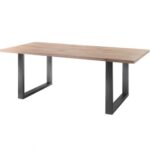 Conarte   Table moderne pieds en U en chêne massif en fer