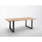 Conarte   Table moderne pieds en U en chêne massif en fer - Image 3