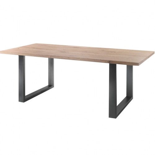 conarte-table-moderne-pieds-en-u-en-chene-massif-en-fer Conarte Table moderne pieds en U en chêne massif en fer - Image 1