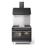 Cuisinière à gaz de comptoir Ilve pd10n + hotte 100 cm, graphite