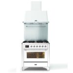 Cuisinière à gaz Ilve m096dne3/wh + hotte Majestic blanche 90 cm