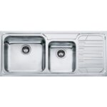 Franke Galassia gax 621 évier double cuve + égouttoir droit 116 cm acier inoxydable satiné