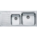 Franke Galassia gax 621 évier double cuve + égouttoir gauche 116 cm acier inoxydable satiné