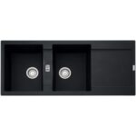 Franke Maris mrg 621 évier double cuve + égouttoir 116 cm noir fragranite