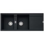Franke Maris mrg 621 évier double cuve + égouttoir 116 cm fragranite noir mat