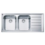 Franke Neptune nex 221 évier double cuve + égouttoir droit 116 cm acier inoxydable satiné