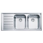 Franke Neptune nex 221 évier double cuve + égouttoir gauche 116 cm acier inoxydable satiné