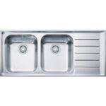 Franke Neptune nex 621 évier double cuve + égouttoir droit 116 cm acier inoxydable satiné