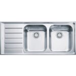Franke Neptune nex 621 évier double cuve + égouttoir gauche 116 cm acier inoxydable satiné