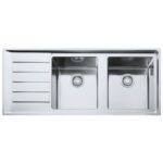 Franke Neptune Plus npx 621 évier double cuve + égouttoir gauche 116 cm acier inoxydable satiné