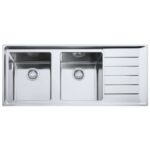 Franke Neptune Plus npx 621 évier double cuve + égouttoir droit 116 cm acier inoxydable satiné