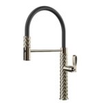 Mitigeur de cuisine Gessi Pelle 60920 720 + pommeau de douche double jet - Revêtement nickelé PVD
