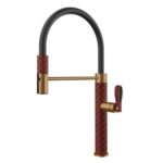 Mitigeur de cuisine semi-professionnel Gessi Pelle 60922 431 avec douchette - bronze rouge