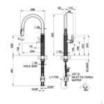 Mitigeur de cuisine Gessi Pelle 60932 720 avec douchette double jet - Revêtement nickelé PVD - Image 2