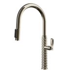 Mitigeur de cuisine Gessi Pelle 60932 720 avec douchette double jet - Revêtement nickelé PVD