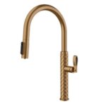 Mitigeur de cuisine Gessi Pelle 60932 726 avec douchette double jet - bronze chaud