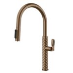 Mitigeur de cuisine Gessi Pelle 60932 761 avec douchette double jet - revêtement PVD bronze café