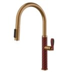 Mitigeur de cuisine Gessi Pelle 60934 431 + pommeau de douche double jet - rouge + bronze
