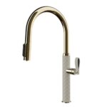 Mitigeur de cuisine Gessi Pelle 60934 434 + douchette double jet - laiton + crème