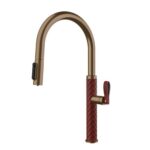 Mitigeur de cuisine Gessi Pelle 60934 447 + douchette double jet - rouge + bronze café