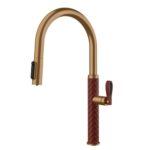 Mitigeur de cuisine Gessi Pelle 60934 430 + pommeau de douche double jet - rouge + bronze