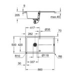 Grohe 31 640 ap0 K400 évier avec égouttoir 86 cm noir - Image 3