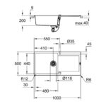 Grohe 31 645 ap0 K500 évier 1 bac + égouttoir 100 cm noir - Image 3
