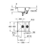 Grohe 31 648 ap0 K500 évier double 60 cm noir - Image 3