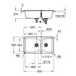 Grohe 31 658 ap0 K700 évier double cuve 90 cm noir - Image 3