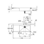 Grohe 31582sd1 K1000 Évier 1 bac droit + égouttoir inox 116 cm - Image 2
