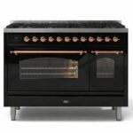 Ilve p12n-bk cucina gas da appoggio 120 cm nero lucido