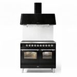 Ilve pd106ne3-bk cucina induzione con cappa 100 cm nero lucido