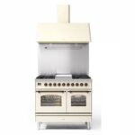 Ilve pd10fne3-aw cucina gas da appoggio + cappa 100 cm bianco antico