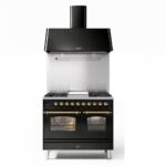 Ilve pd10fne3-bk cucina gas da appoggio + cappa 100 cm nero lucido