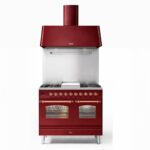 Ilve pd10fne3-bu cucina gas da appoggio + cappa 100 cm rosso borgogna