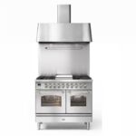 Ilve pd10fne3-ss cucina gas da appoggio + cappa 100 cm acciaio inox