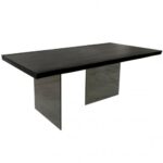 Klass table artisanale bois noir + pieds en verre fumé
